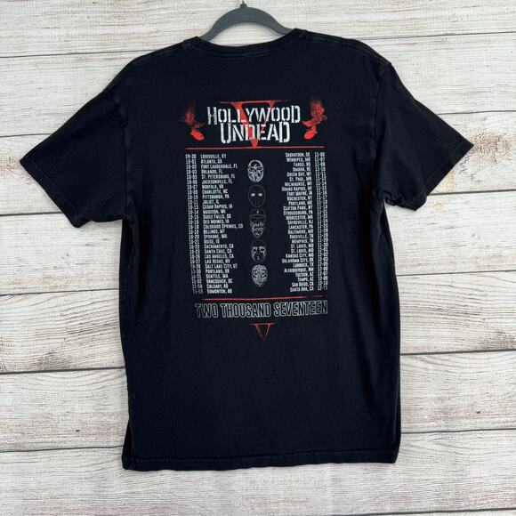 Hollywood Undead V 2017 Tour T-Shirt Mens Medium Black Red Concert Merch - Picture 2 of 7
